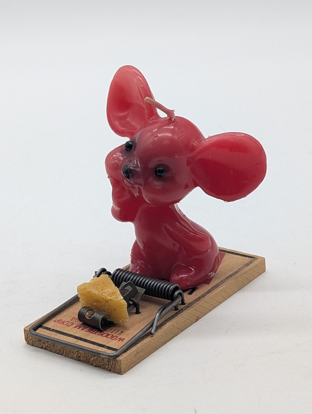 Vintage Kitsch Red Wax Mouse Trap Candle Figurine Woodstream Corp
